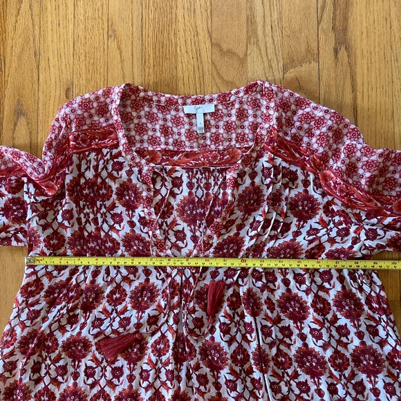 Joie Red and White Flowy Blouse, Tassels, Boho, Print, Size Small 100% Silk - Picture 12 of 12